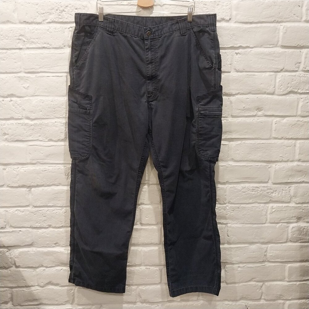 Carhartt Cargo Pants Mens 42x32 Navy Blue Loose Fit Force Broxton Ripstop Work,